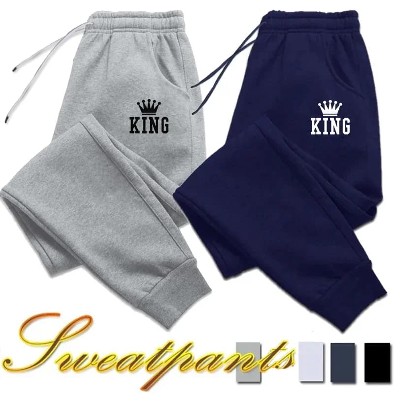 King Printing Men's Sweatpants Casual Sports Sportswear Outdoors Running Jogging Trousers 2026 Fashion Elastic Waist Long Pants