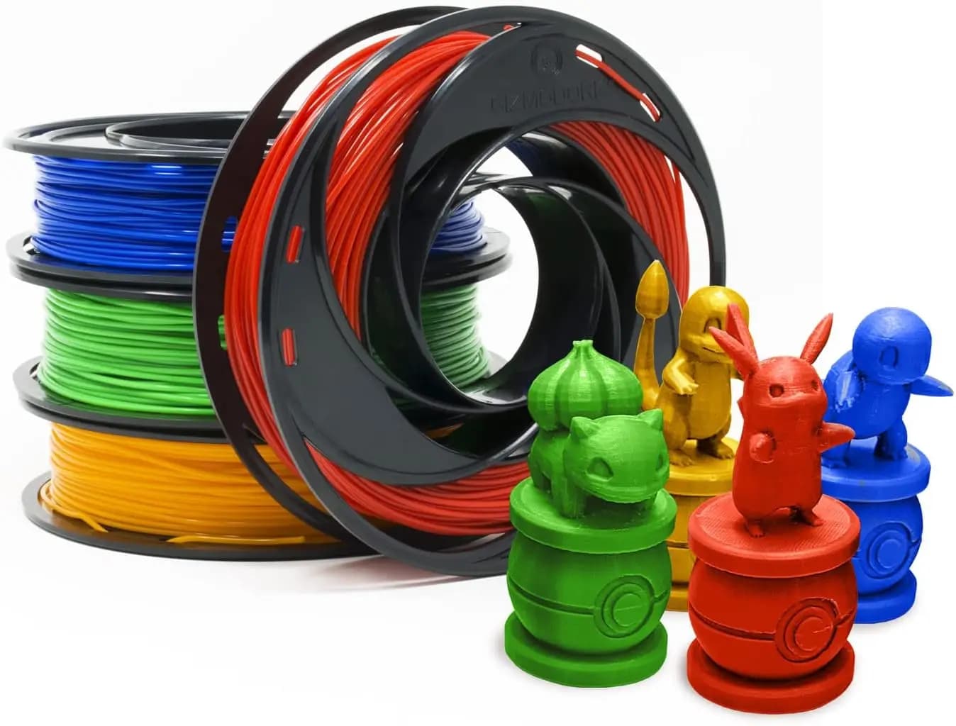 Filamento PLA per Stampanti 3D 1.75mm 200g Confezione 4 Colori, Blu Verde Arancione Rosso