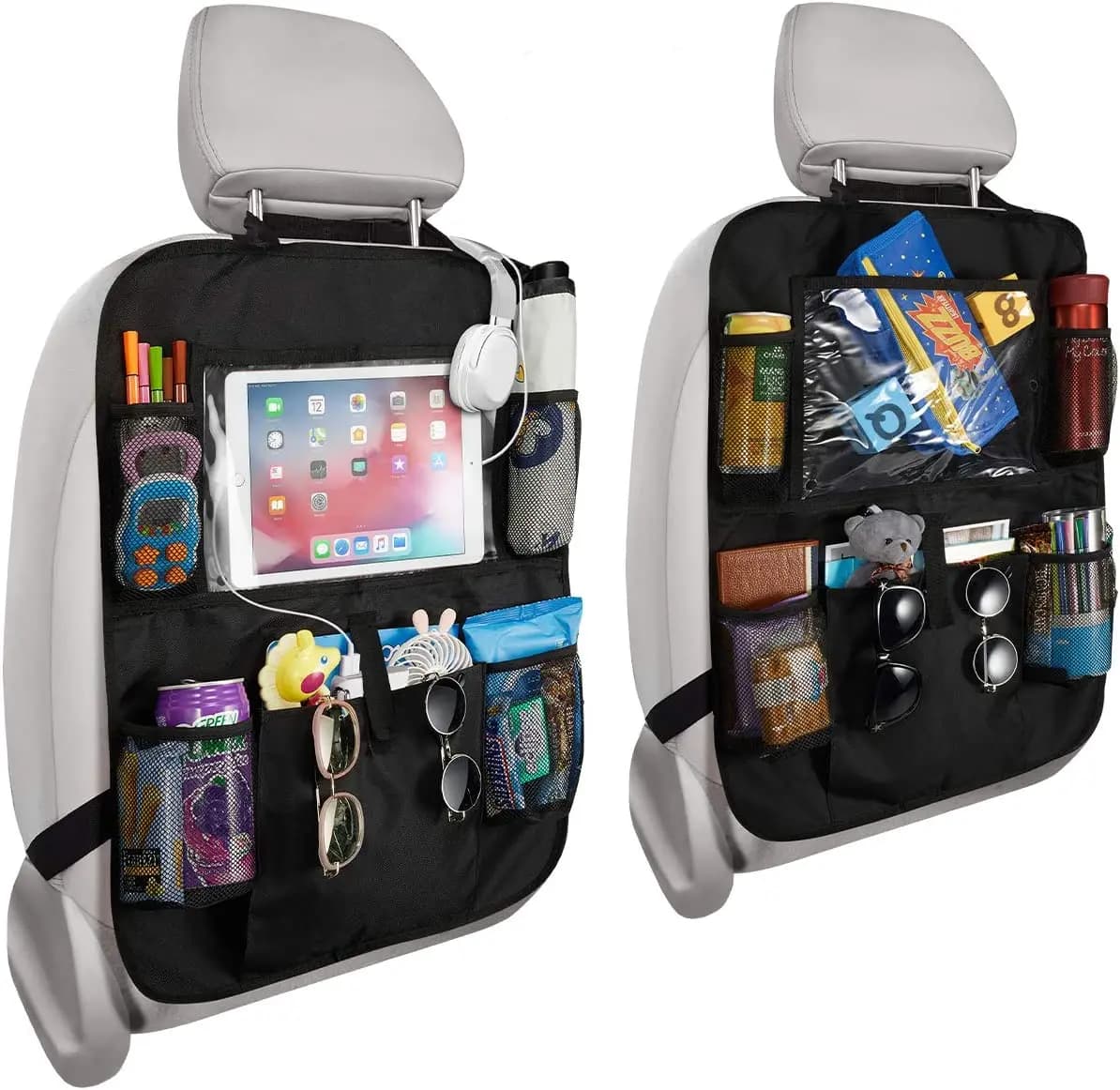 Organizzatore sedile posteriore Auto con supporto Tablet Touch Screen tasche portaoggetti Auto copri seggiolino Auto protezioni per viaggi per bambini