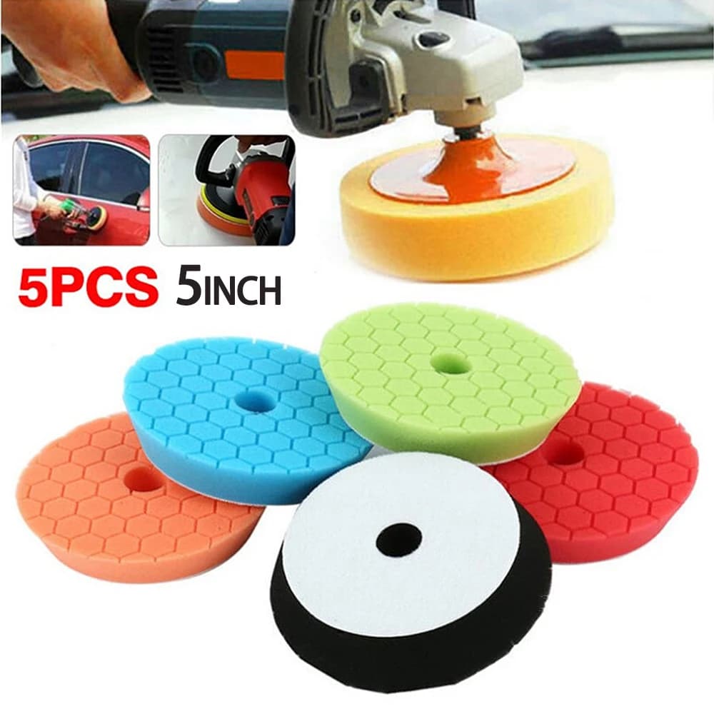 Set di 5 Spugne Lucidanti per Auto da 5 Pollici, Colori Assortiti, per Lucidatrici DA/RO/GA