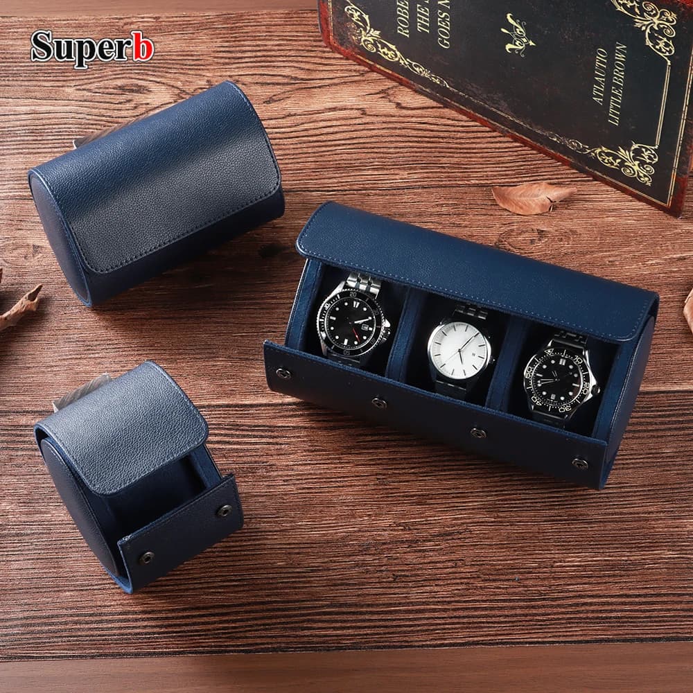 Custodia da Viaggio Arrotolabile per Orologi con 1/2/3 Scomparti, in Pelle di Lusso, con Cuscini Rimovibili, Scatola per Orologi, Contenitore per Conservazione, Scatola Regalo per Orologi