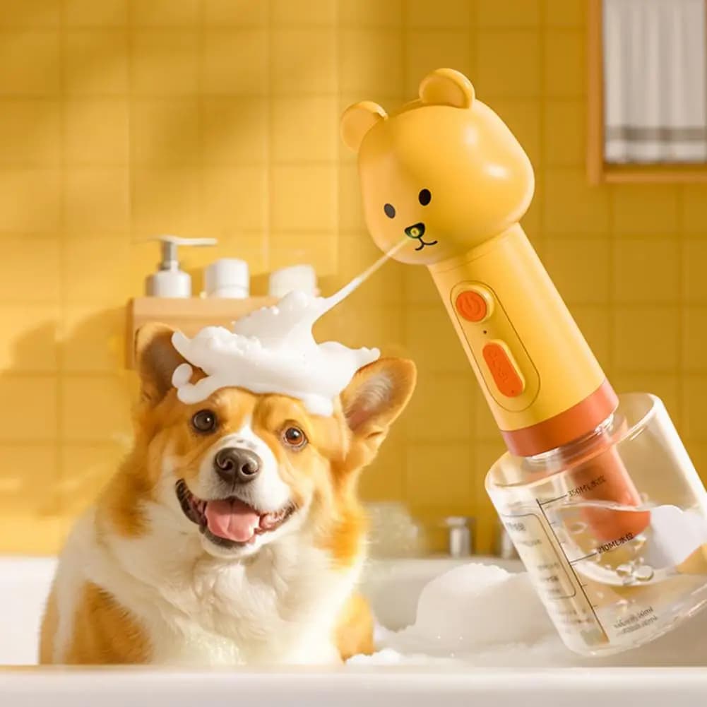 Dispenser elettrico per shampoo per cani da 23 cm Macchina automatica per schiuma di sapone per cani Spruzzatore per shampoo per animali domestici per la pulizia del lavello della cucina del bagno degli animali domestici