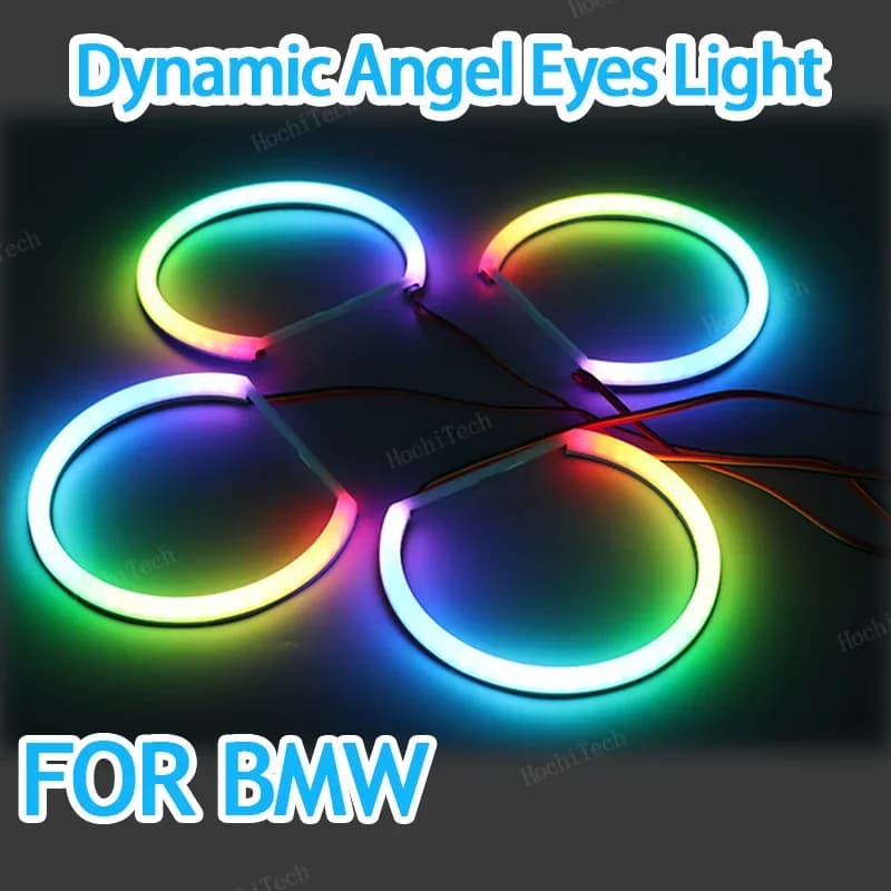 For BMW Series 3 5 7 E46 E39 E38 RGBW Multi-Color Dynamic Light Remote Control Ring DRL Cotton LED Angel Eyes Kit