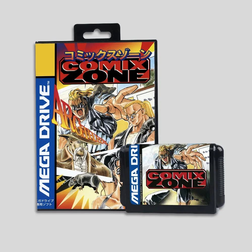 Cartucce di gioco Comix Zone per console SEGA Mega Drive Genesis con scatola e manuale, versione EUR JAP US