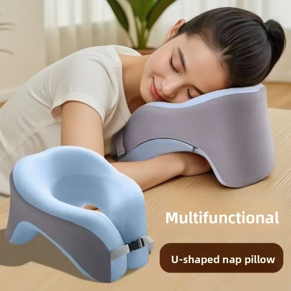 Cuscino da viaggio a forma di U in memory foam puro per aereo, ufficio, riposo, supporto cervicale per testa e collo, cuscino per dormire