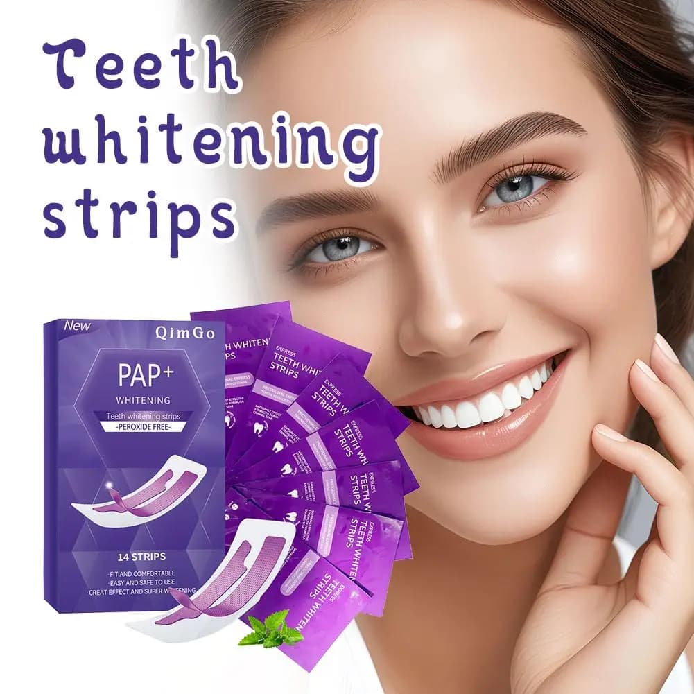 7/14 Paia di Strisce Sbiancanti Viola PAP+ con Tecnologia a Luce Violetta per Rimuovere Macchie e Placca, Patch per Sbiancamento Dentale