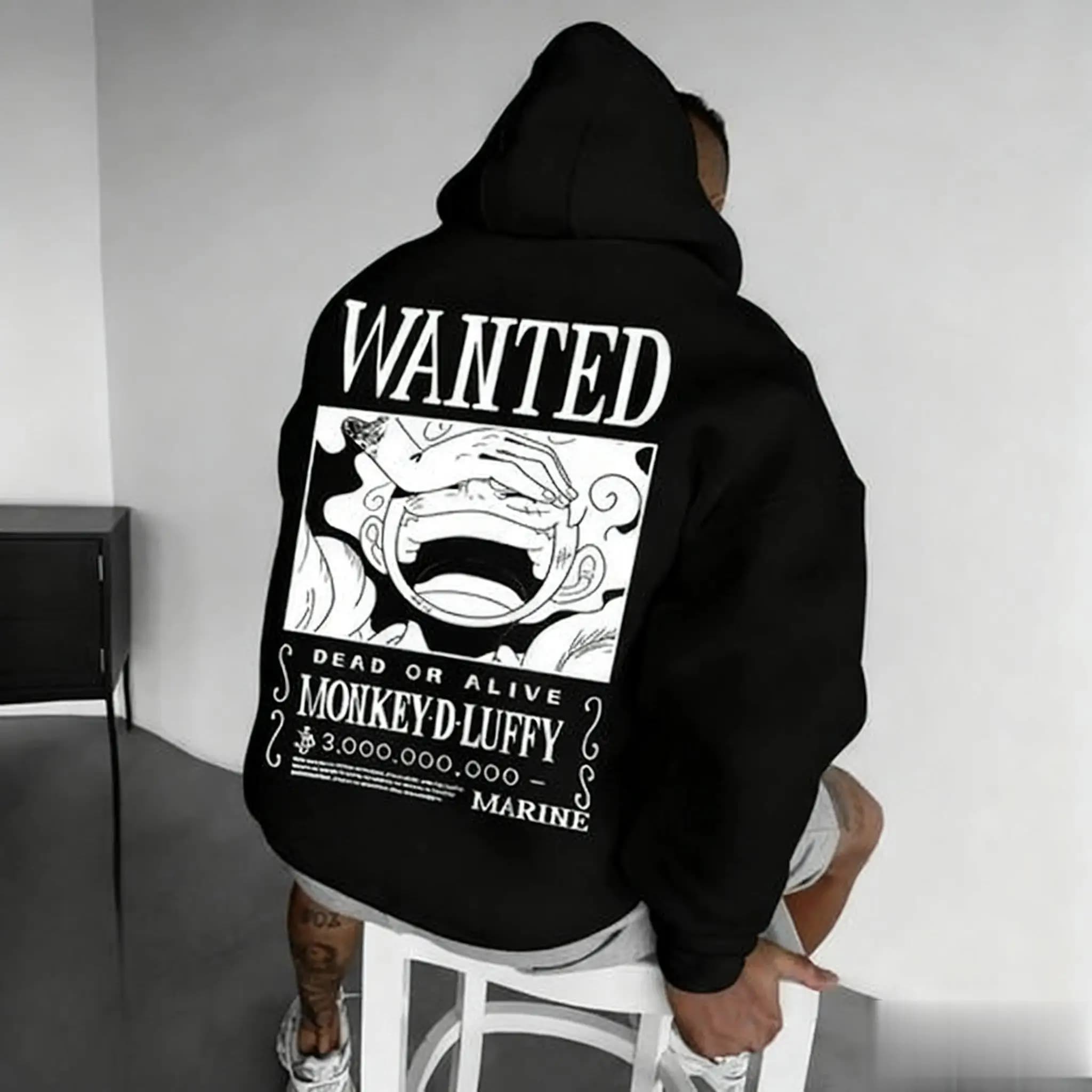 One Piece Wanted Rufy Anime Felpa con cappuccio da uomo Nuova primavera autunno Casual Streetwear Felpa con stampa grafica Pullover Giacca a maniche lunghe