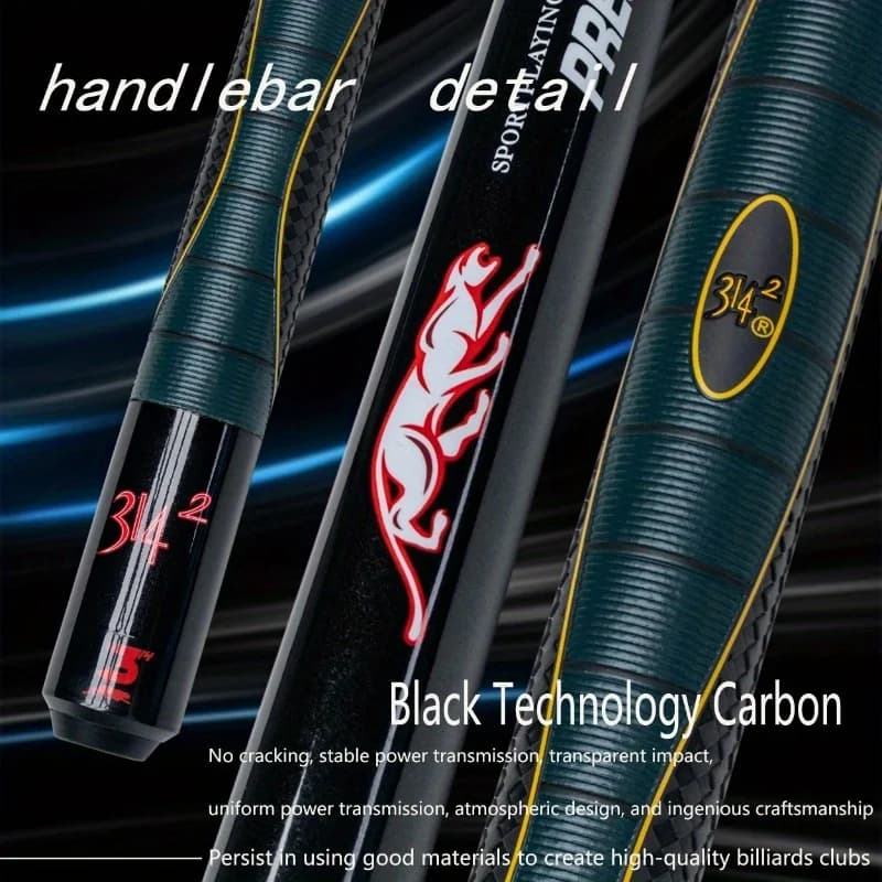 Stecca da biliardo Pro Carbon A377 - Punta da 58 pollici 13 mm, 19-21 once, giunto 1/2, stecca da biliardo con custodia, asta in fibra di carbonio resistente