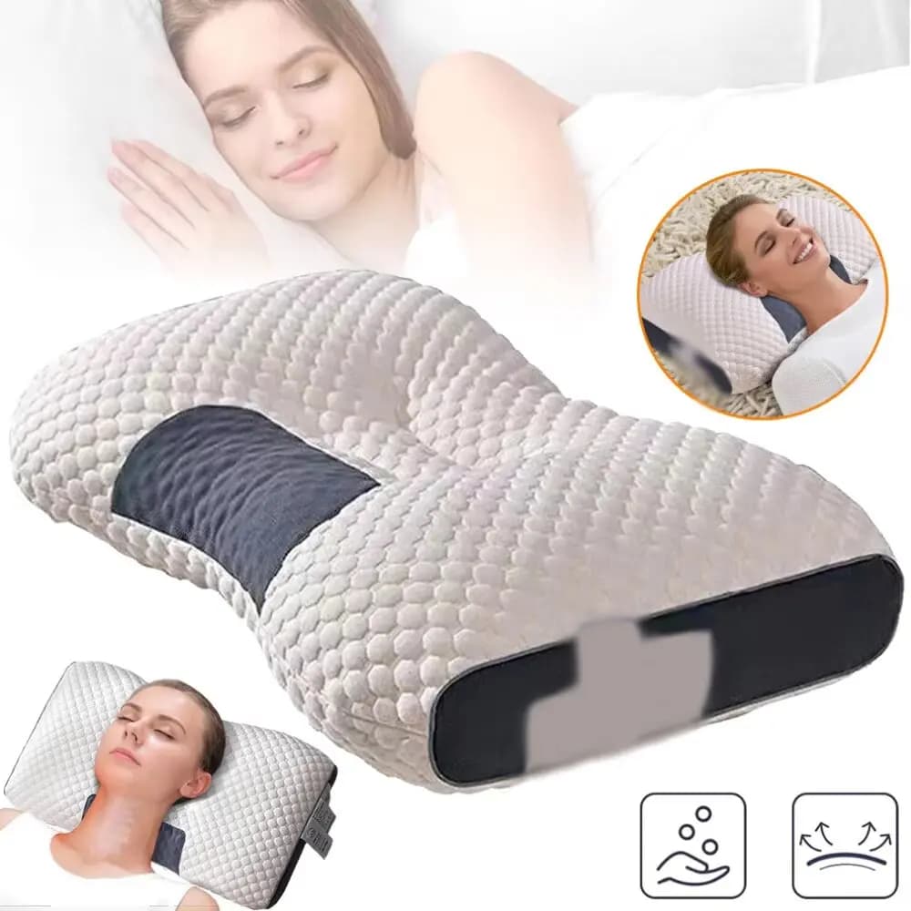 Spa Massage Cervical Support Pillow Washable Non‑Collapse Pillow Core Relieve Neck Fatigue Home Travel Relax Sleeping Pillow