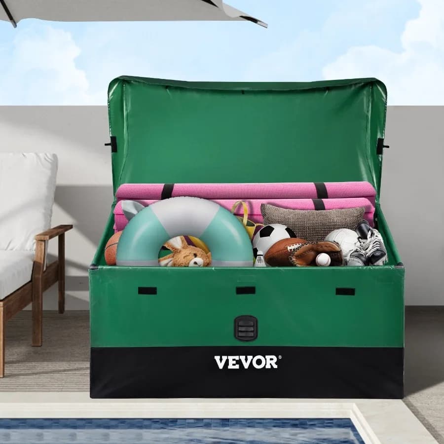 Box da Esterno Impermeabile da 100 Galloni in PE con Telaio Zincato, Protezione per Tutte le Condizioni Atmosferiche e Portatile