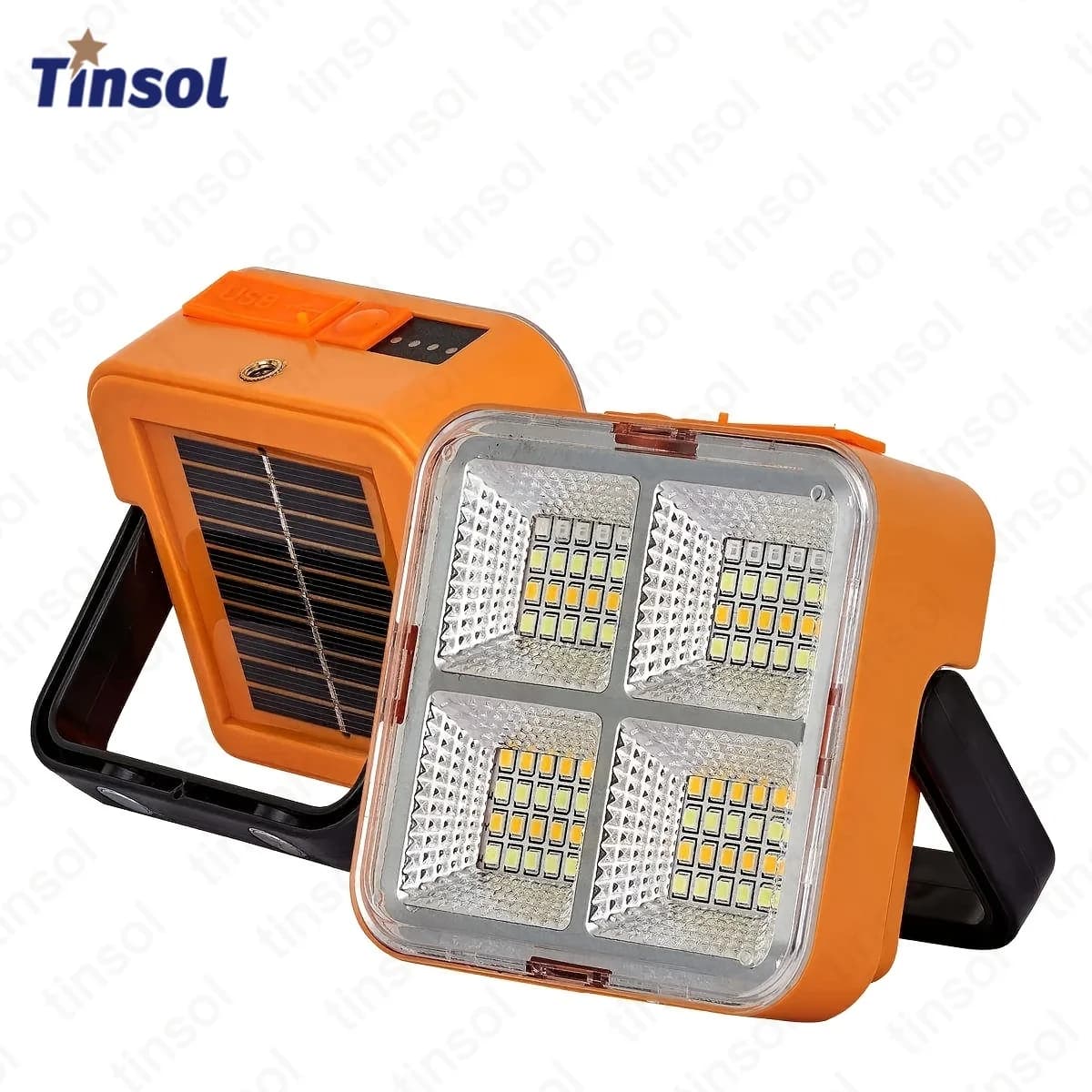 Lampada da lavoro a LED multifunzionale ricaricabile ad energia solare TINSOL, faretto portatile da esterno, batteria al litio da 1200 mAh, adatta per il campeggio.