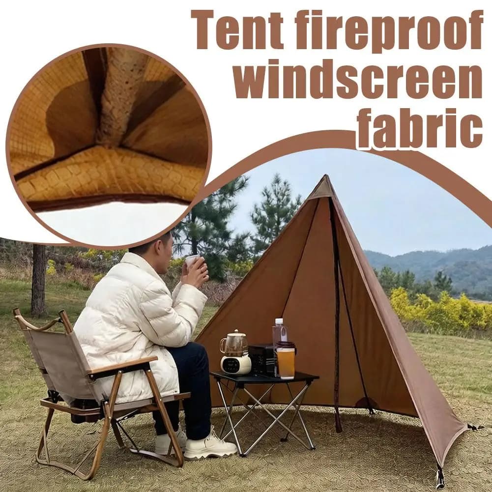 Paravento Ignifugo Ultraleggero in Nylon 20D da 210g per Campeggio con Picchetti e Palo da Trekking
