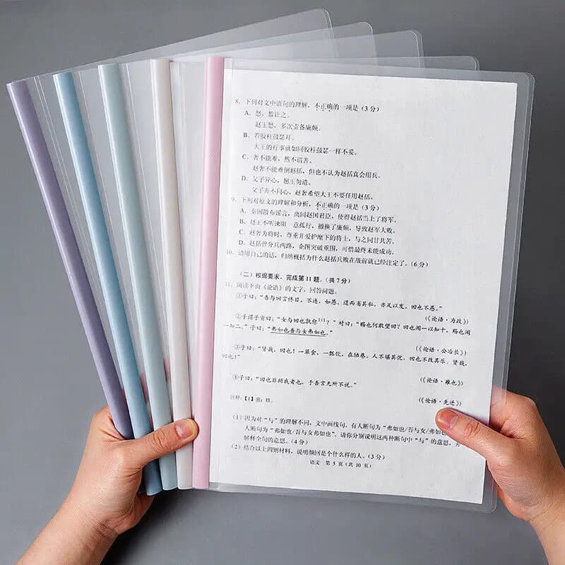 10 pz trasparente File documento addensare Draw Rod A4 Folder Test Paper Storage Bag Clip Office Folder Organizer forniture per ufficio