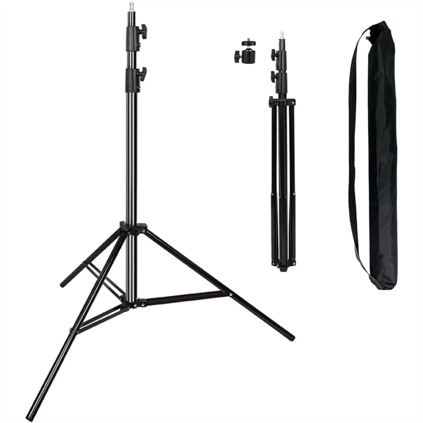 Stativo per luci professionale da 2,9 m, regolabile, con ammortizzazione a molla, treppiede in metallo per flash da studio, anelli luminosi, attrezzatura fotografica