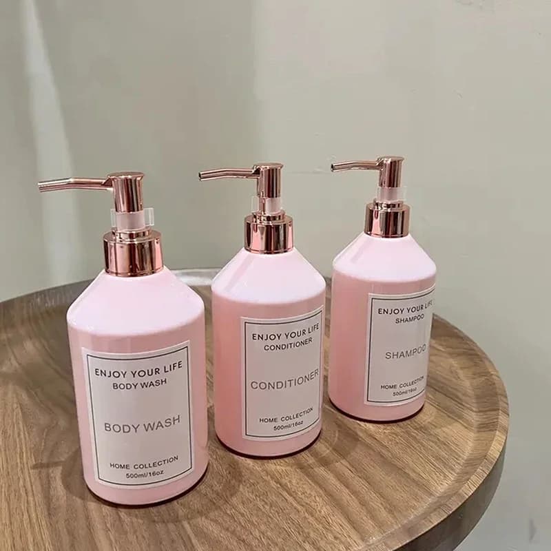 Dispenser di sapone per decorazioni da bagno da 500 ml, shampoo balsamo ricaricabile, dispenser per il lavaggio del corpo, bottiglia, contenitore per liquidi da bagno
