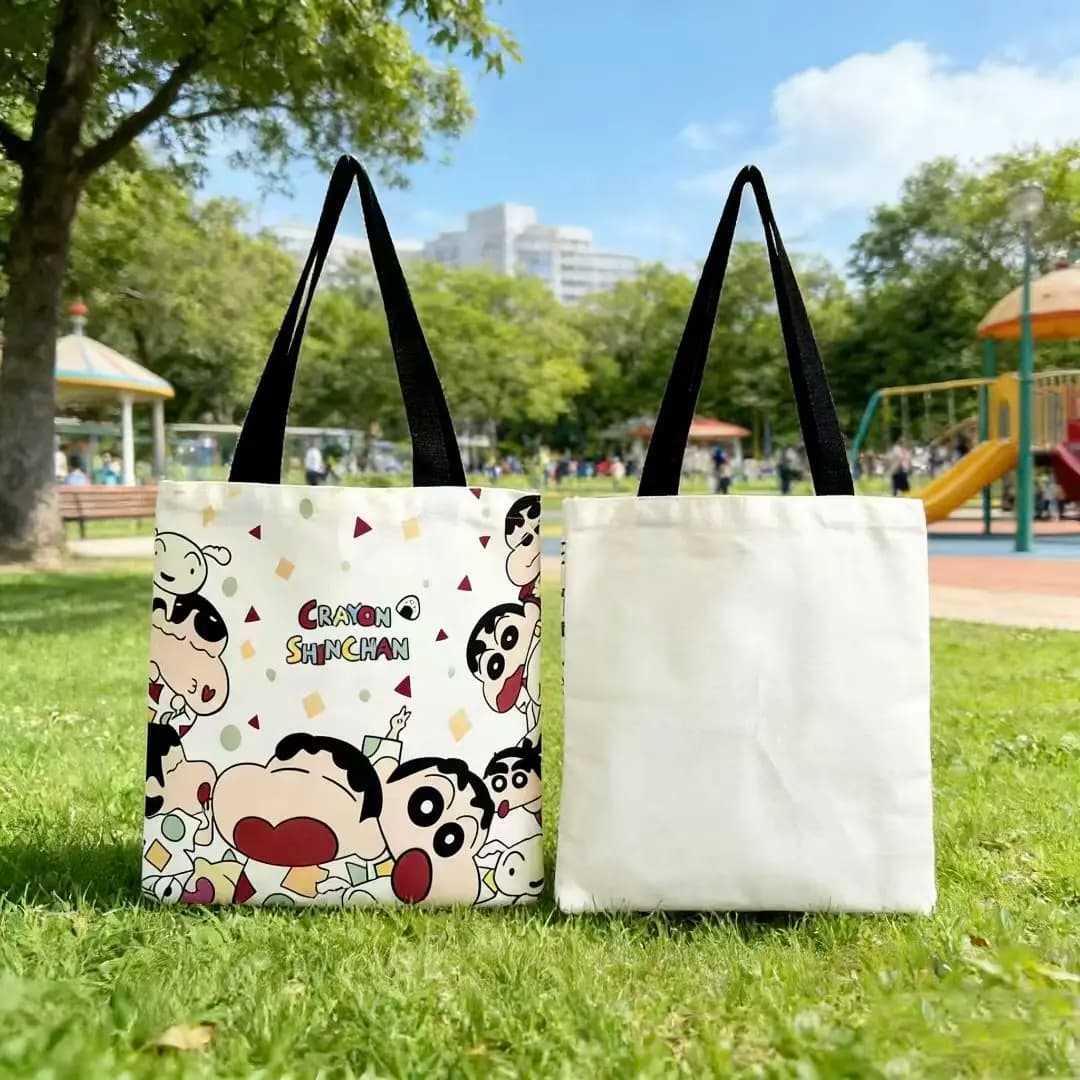 2026 New Crayon Shin-chan Canvas Tote Bag Large Capacity Women Handbag Single Shoulder Bag Student Daily Commute Shopping Bag