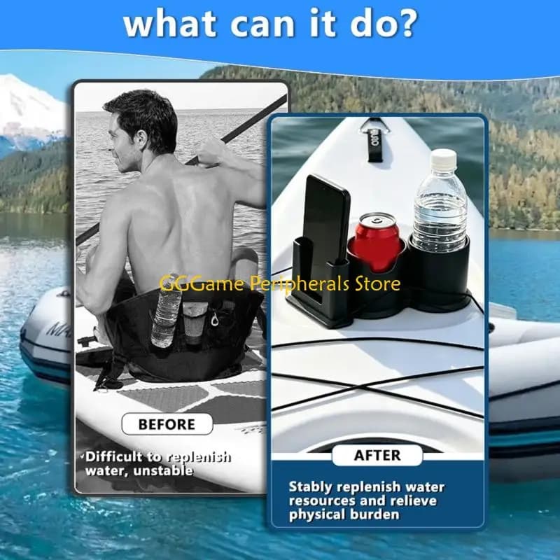 U55B Phone Drink Holder For Kayaking Outdoor Activity Paddle Board Double Cup Bracket
