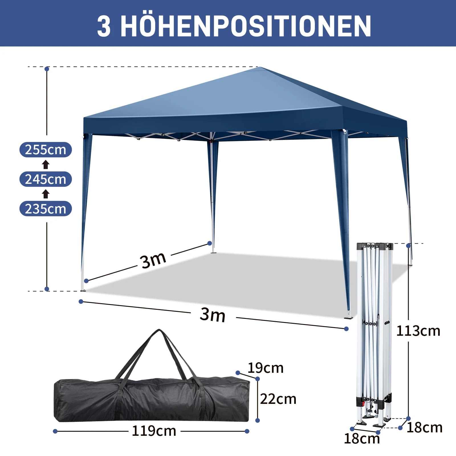 10x10 FT Pop Up Canopy Tent with 4 Sidewalls, Blue 210D Waterproof Oxford Folding Gazebo, 2 Doors & 2 Windows, Powder Coated Steel Frame Outdoor Shade Shelter with Carry Bag for Market Camping Events