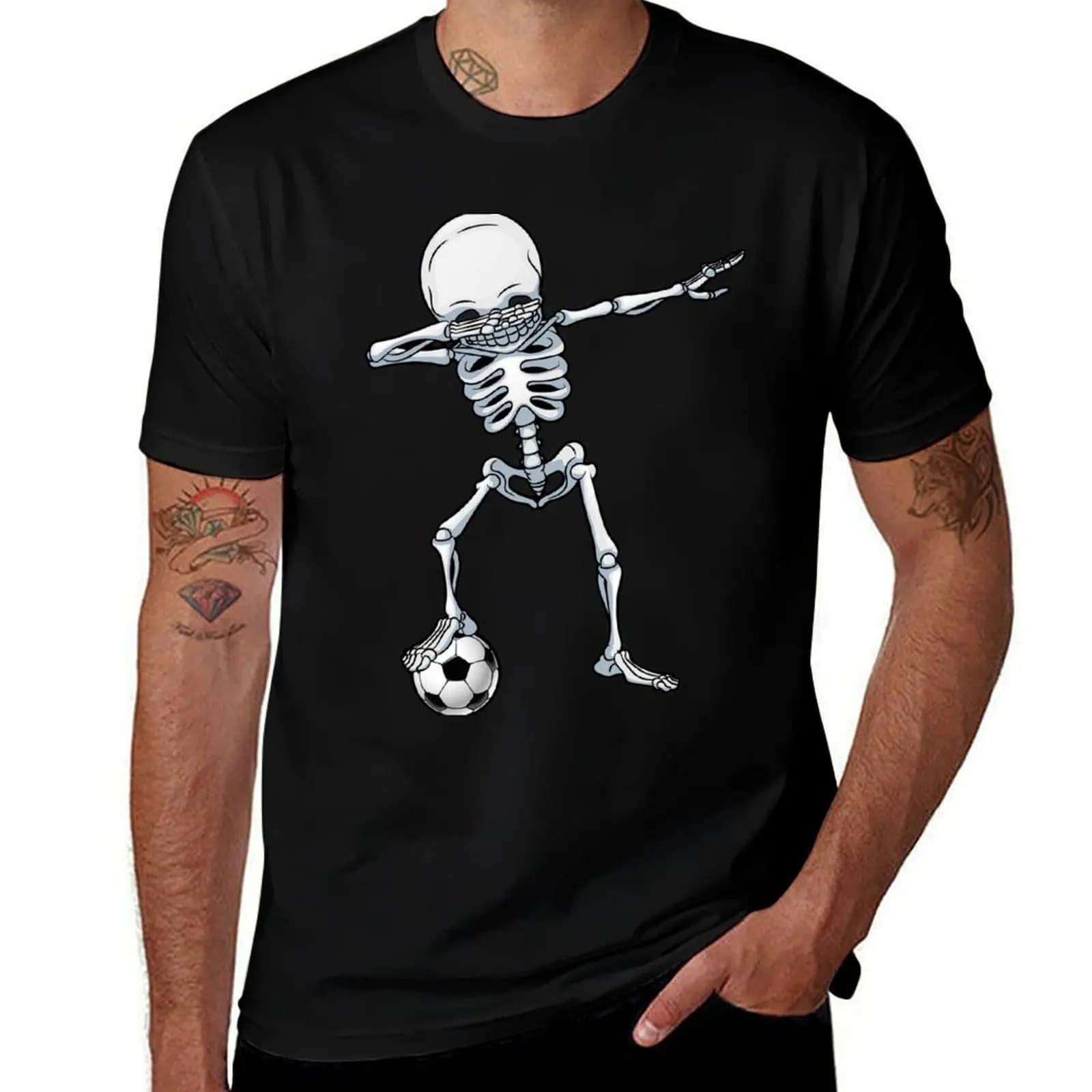 Dabbing Skeleton Soccer T Shirt Halloween Costume Skull Funny Scary Gifts Kids Boys Youth Men T-Shirt