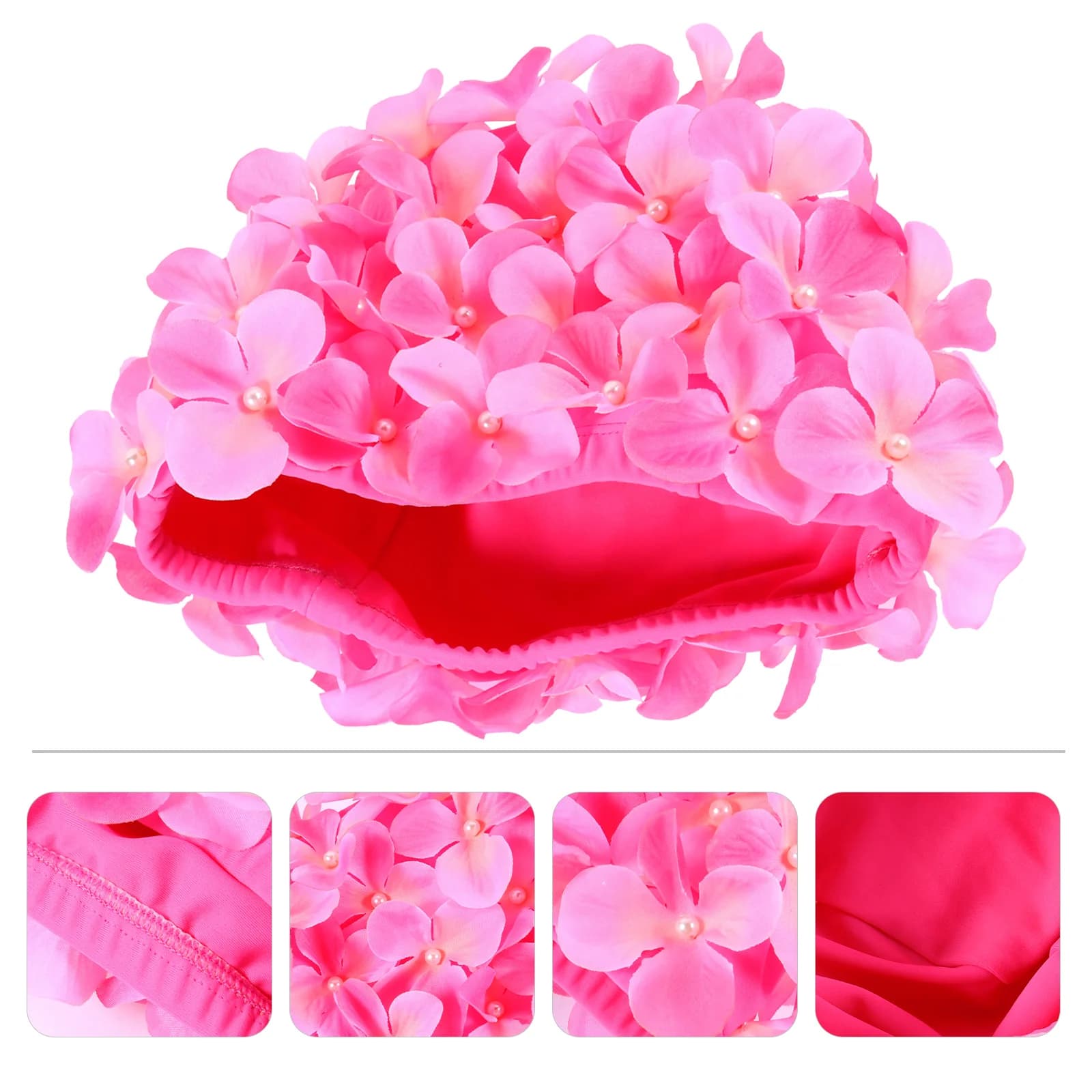 1 piece premium nylon flower swim cap for light and ecological hair ear protection Fashionable 3D design Lovely beach style scarf