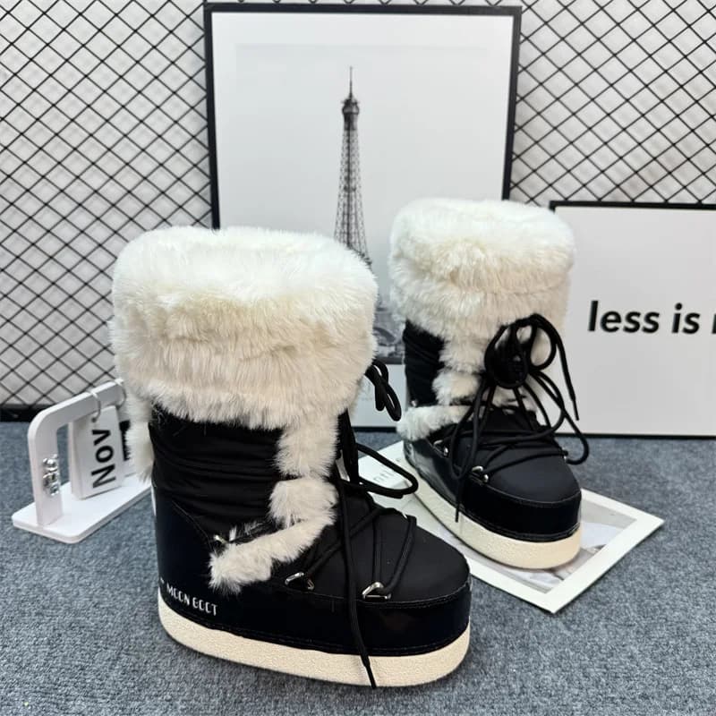 Stivali da neve da donna alla moda Stivali da neve da donna Calore antiscivolo Comodi stivali alti a forma di luna per abbigliamento casual invernale