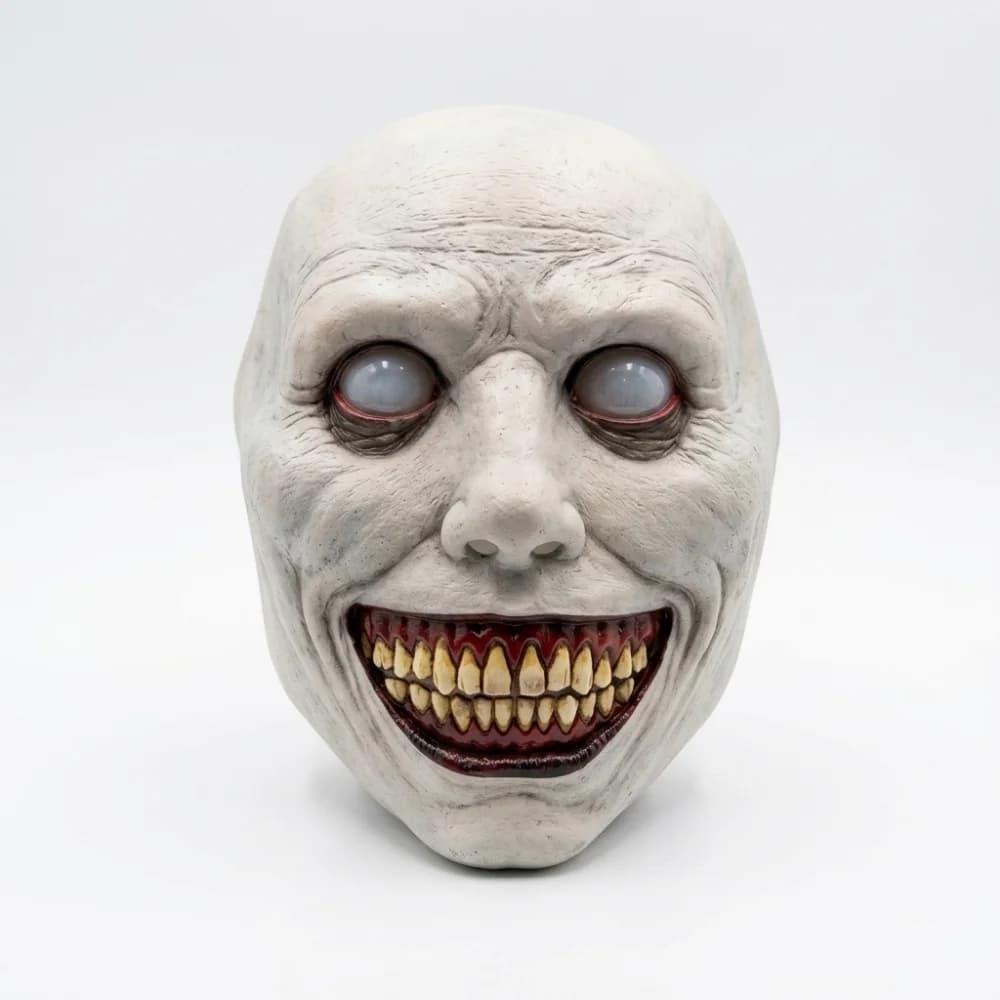 Horror Smiling Demon Face Mask Creepy Halloween Cosplay Props Evil Masquerade Party Costume Accessories Scary Headgear