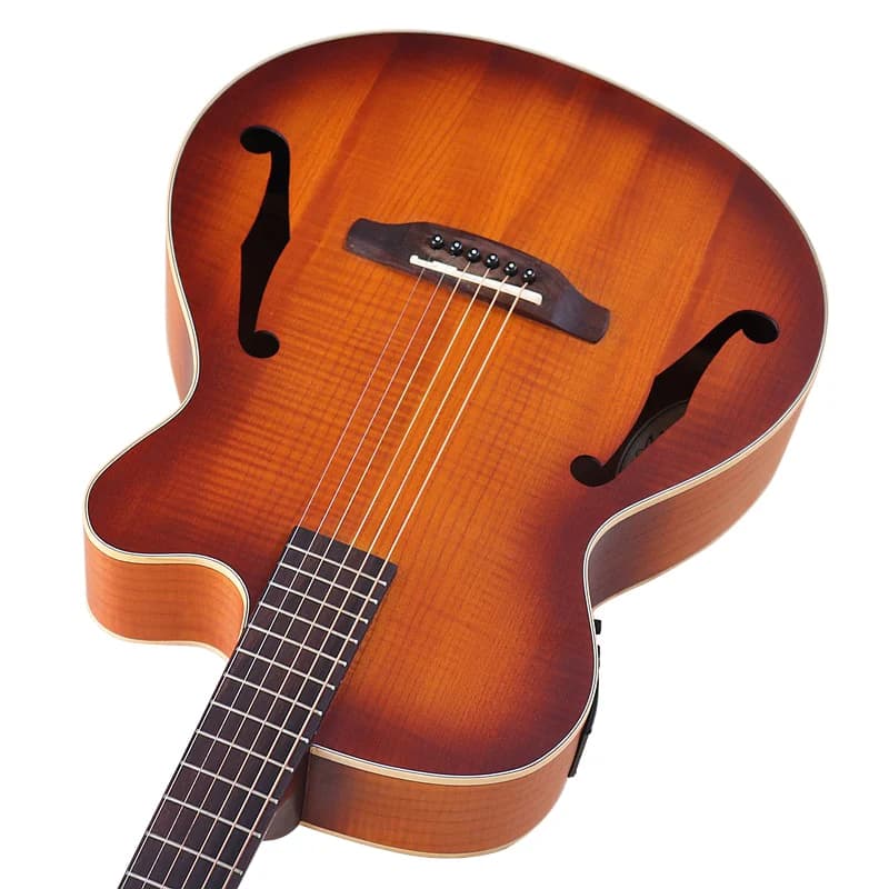 Chitarra acustica in quercia a fiamma opaca da 40 pollici chitarra Folk in quercia a 6 corde con doppio foro F con strisce di tigre con Pick Up