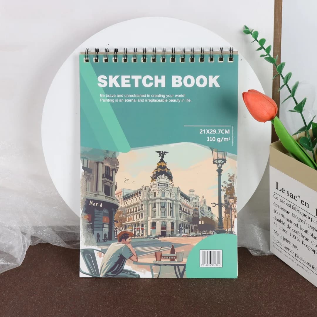 A4 Spiral Bound Sketch Book 110GSM Thick Paper Sketchbook for Drawing Sketching Painting Artist Beginners