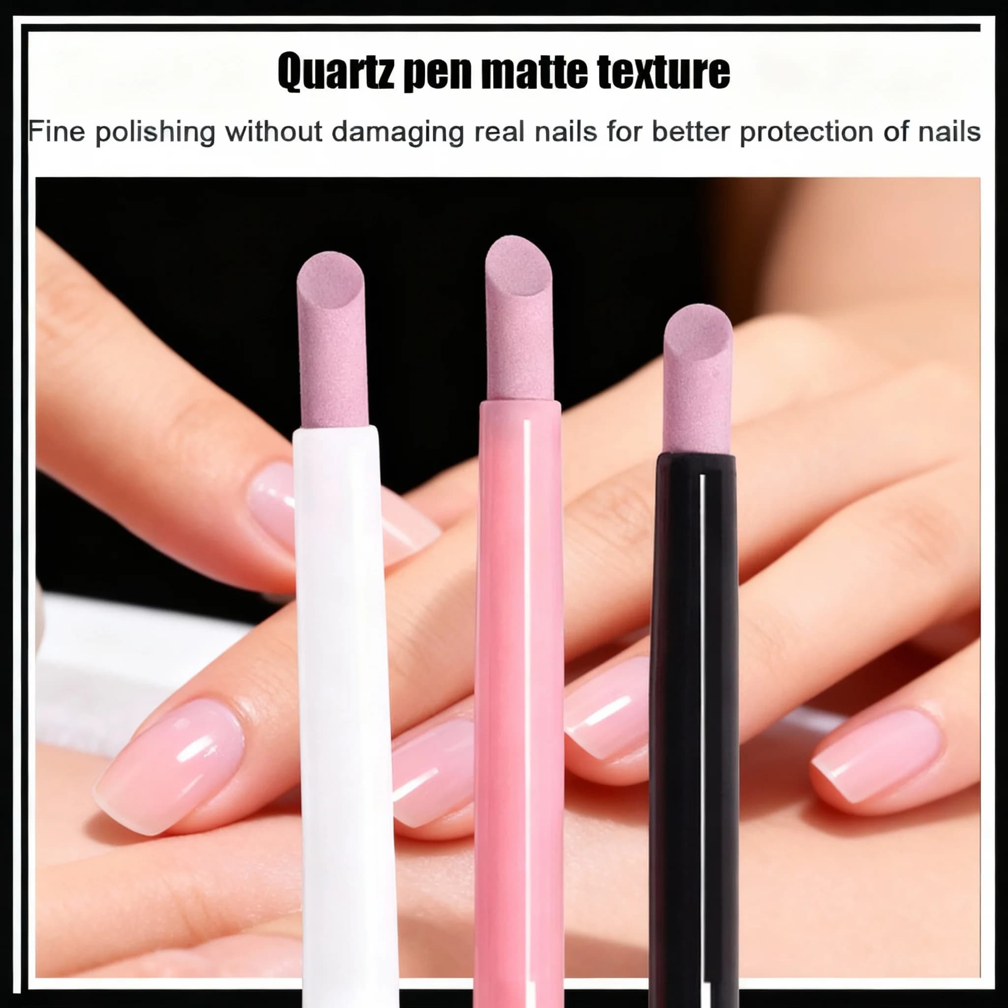 1/3 Pezzi Penna per la cura delle unghie in quarzo, Forbici per cuticole, Rimuovi Pelle Morta, Strumento per Manicure con Gel UV, Lime e Accessori