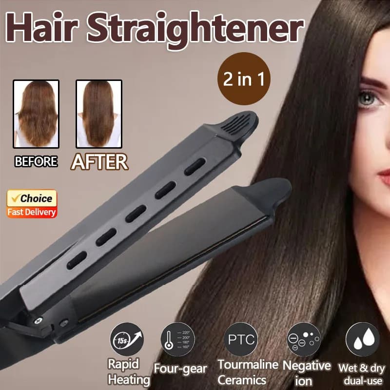 Piastra per capelli a doppio uso Ferro arricciacapelli 4 impostazioni di temperatura Strumento per lo styling portatile per lisciare la frangia dell'aria arricciacapelli