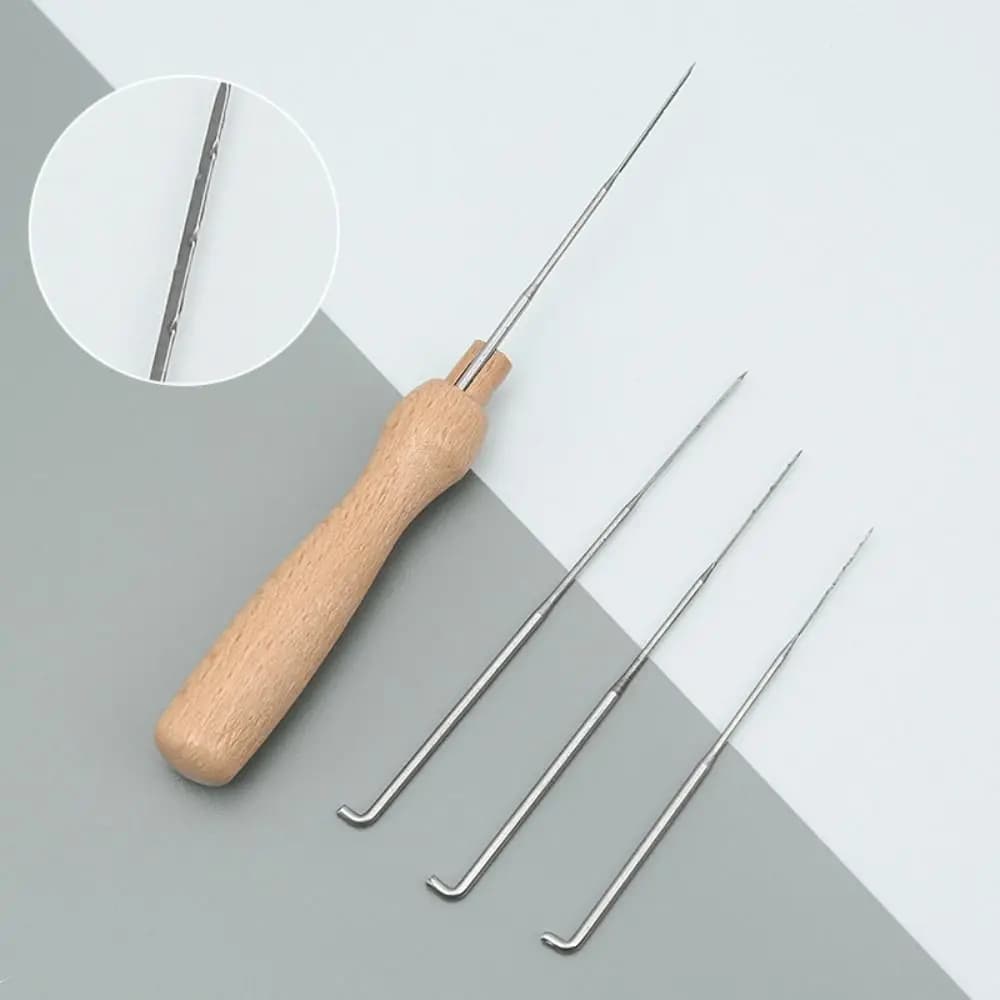Set di Aghi per Feltro Creativi in 3 Misure, Aghi per Feltro Fai-da-Te con Bottiglia, Manico in Legno Fatto a Mano