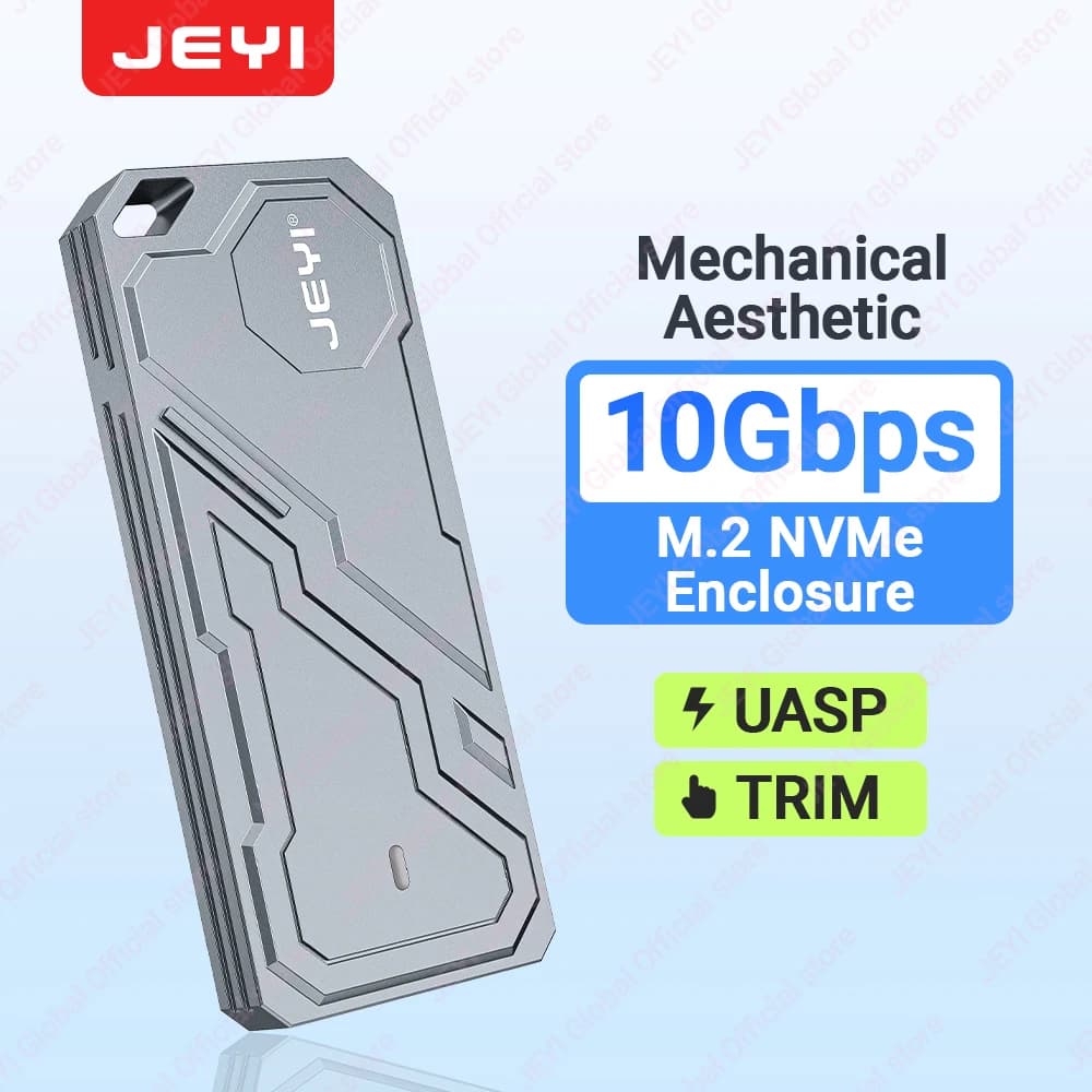 JEYI M.2 2280 NVMe SSD (10 Gbps) Custodia con chip RTL9210 Supporto USB 3.2 Trim Custodia per disco rigido esterno con guscio in alluminio Mecha