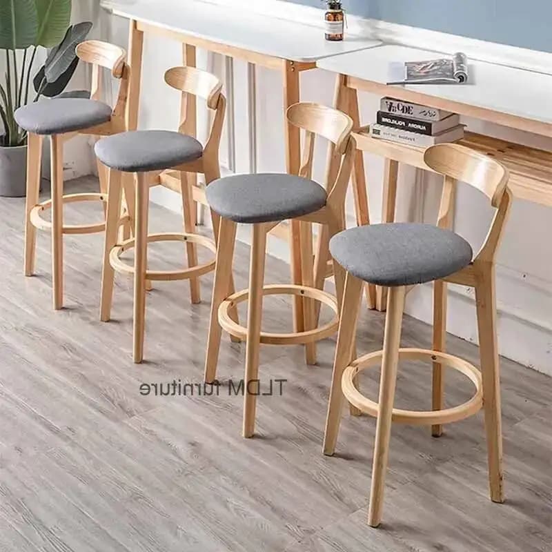 Sgabello da Bar in Legno Massello per Reception, Gaming, Patio, Cucina, Soggiorno - Design Moderno e Confortevole