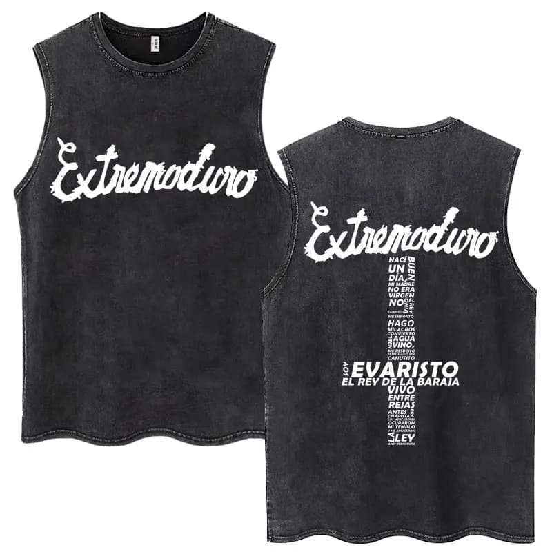 Canotte con stampa Extremoduro Rock Band lavate Canotte da uomo vintage Hip Hop Harajuku Musica pop T-shirt senza maniche Gilet oversize in cotone