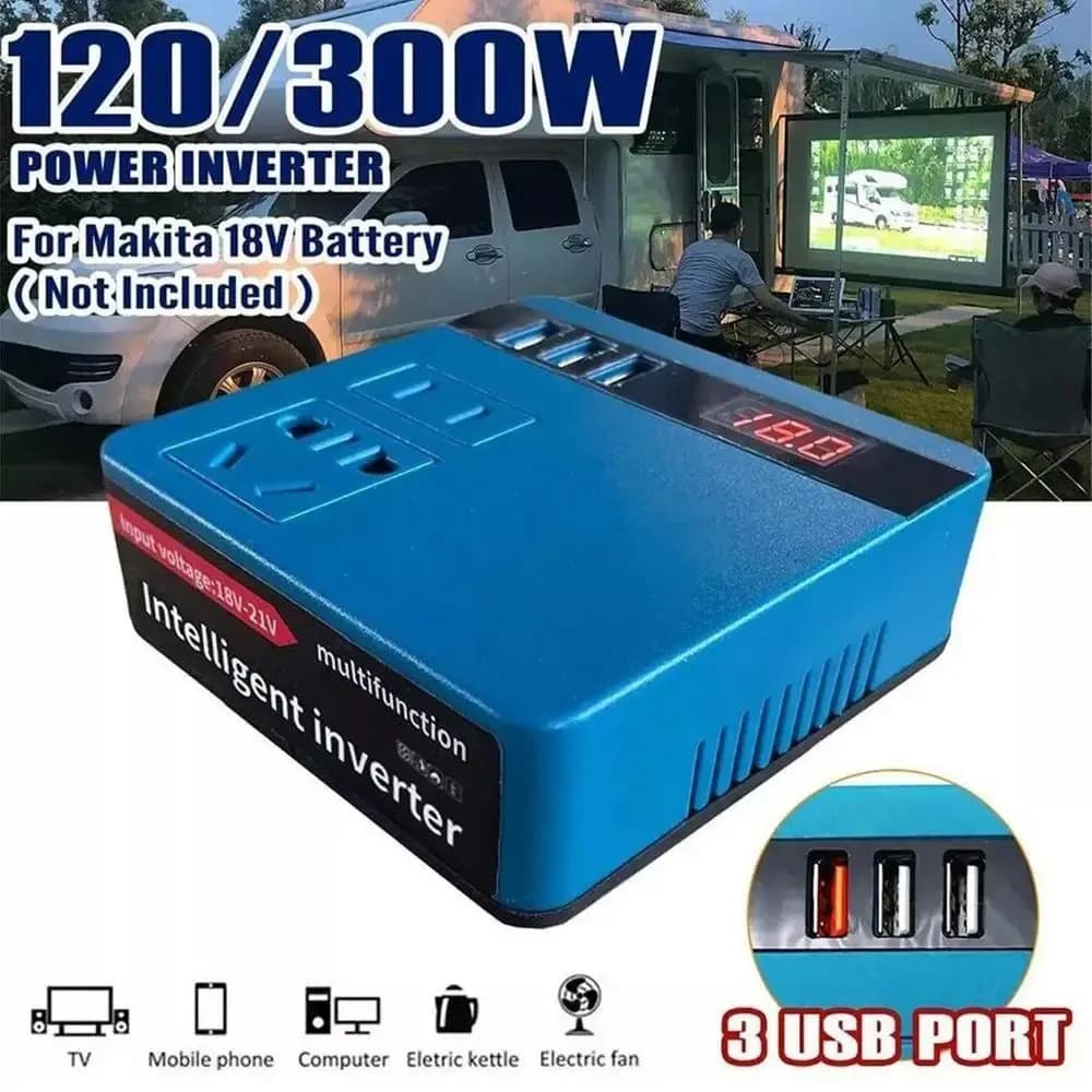 1 pz 18 V 20 V A 220 V Batteria Inverter Multifunzionale Doppia Spina Trasformatore Intelligente Per Uso Domestico 120 W Lavoro All'aperto inverter