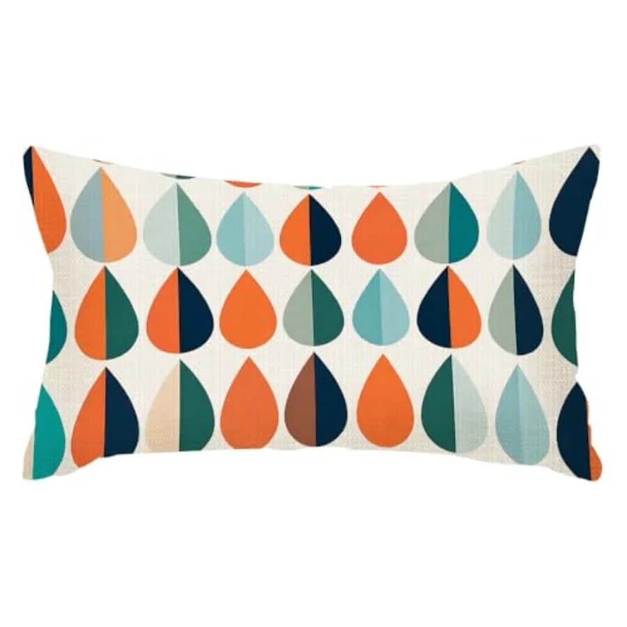 Throw Pillow Covers Mid Century Drop Shape Modern Retro Style Colorful Pillow Cases Cotton Linen Waist Lumbar Cushion Cover Sof