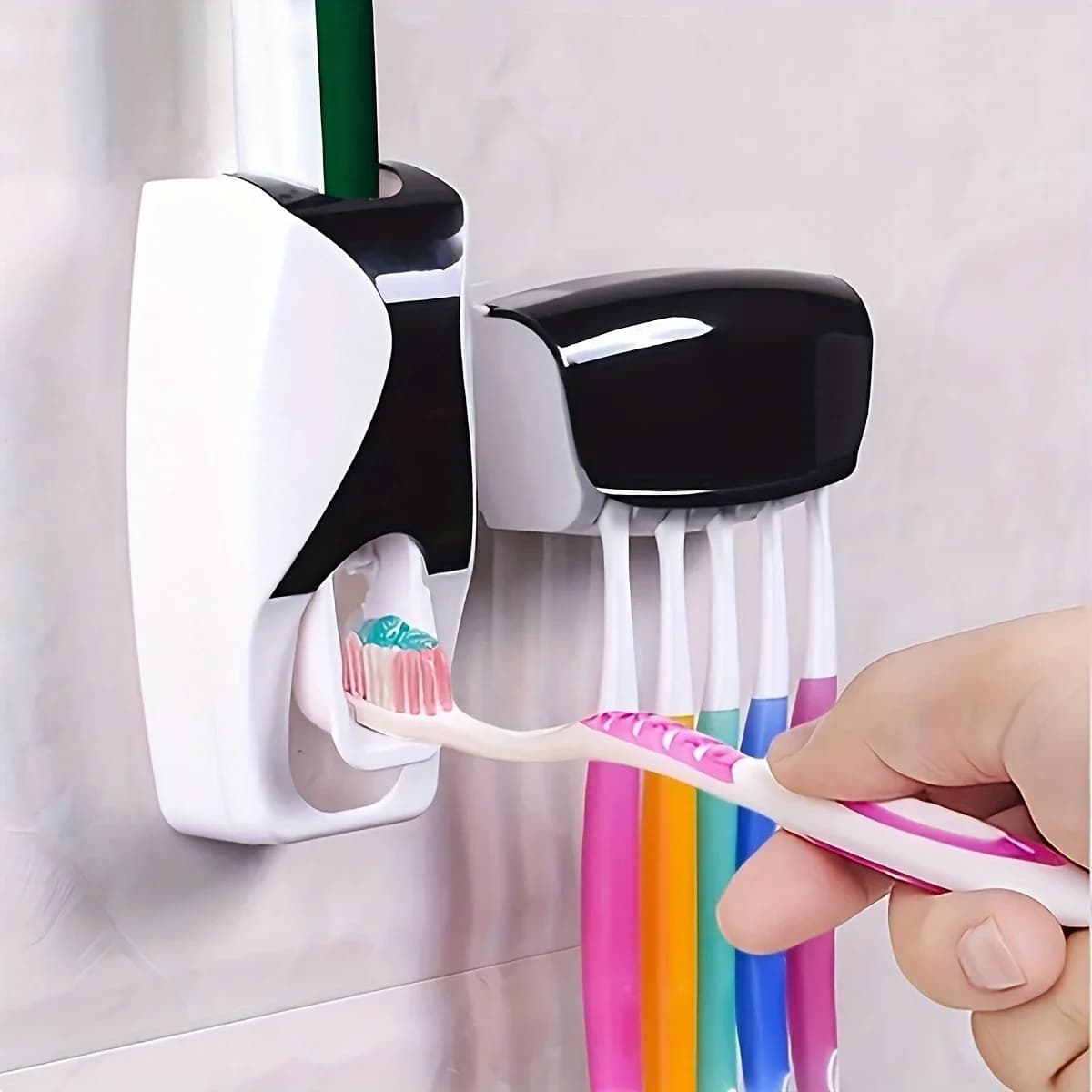 Dispenser Automatico di Dentifricio, Porta Spazzolini da Parete, Set per Estrarre il Dentifricio Senza Sforzo