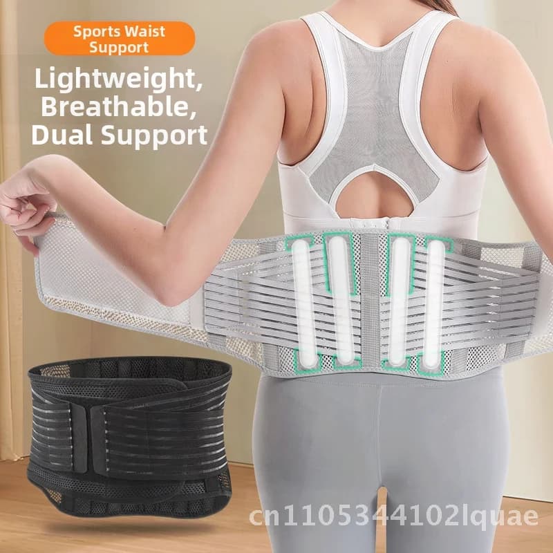 Breathable support belt for men and women Lumbar disc protection Ideal for fitness Weightlift Squat Traction hard and running