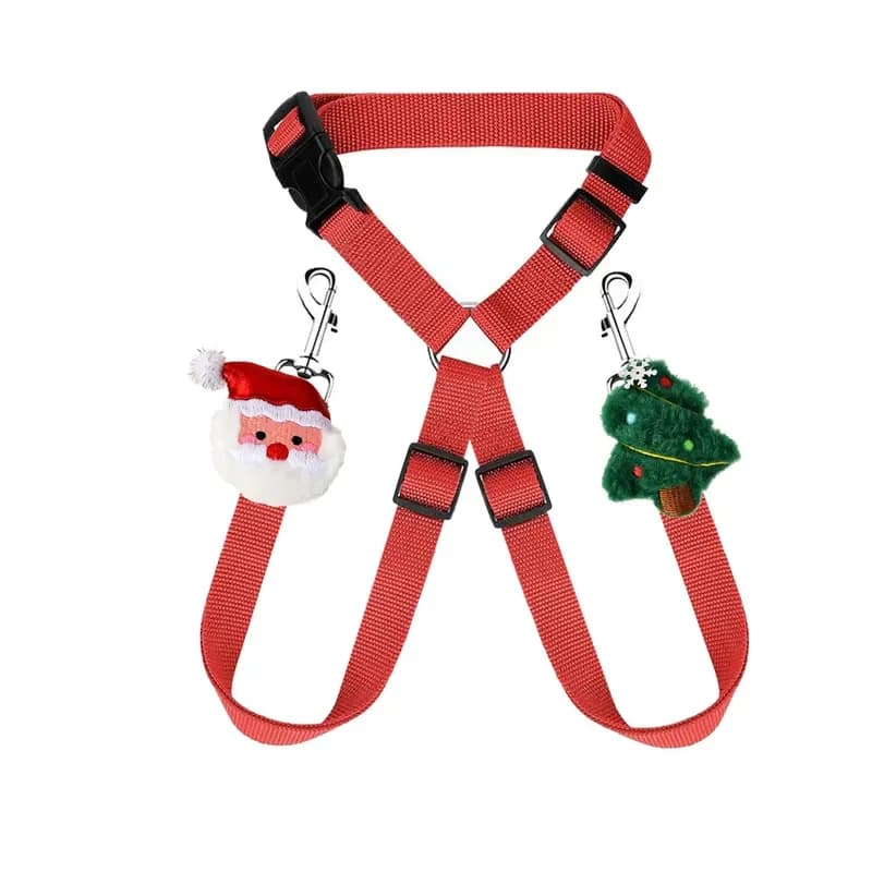 Double-headed Dog Harness Decorative for Christmas Dog Headrest Retractable Leash Round Ring Belt Safety Traction Rope