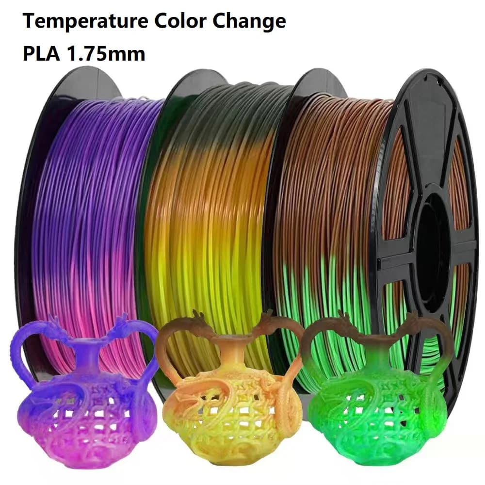 Temperatura Cambia colore Filamento PLA 1,75mm 1kg 500g 250g Materiale stampante 3D Filamento PLA Sublimazione Blu Verde Rosso Nero