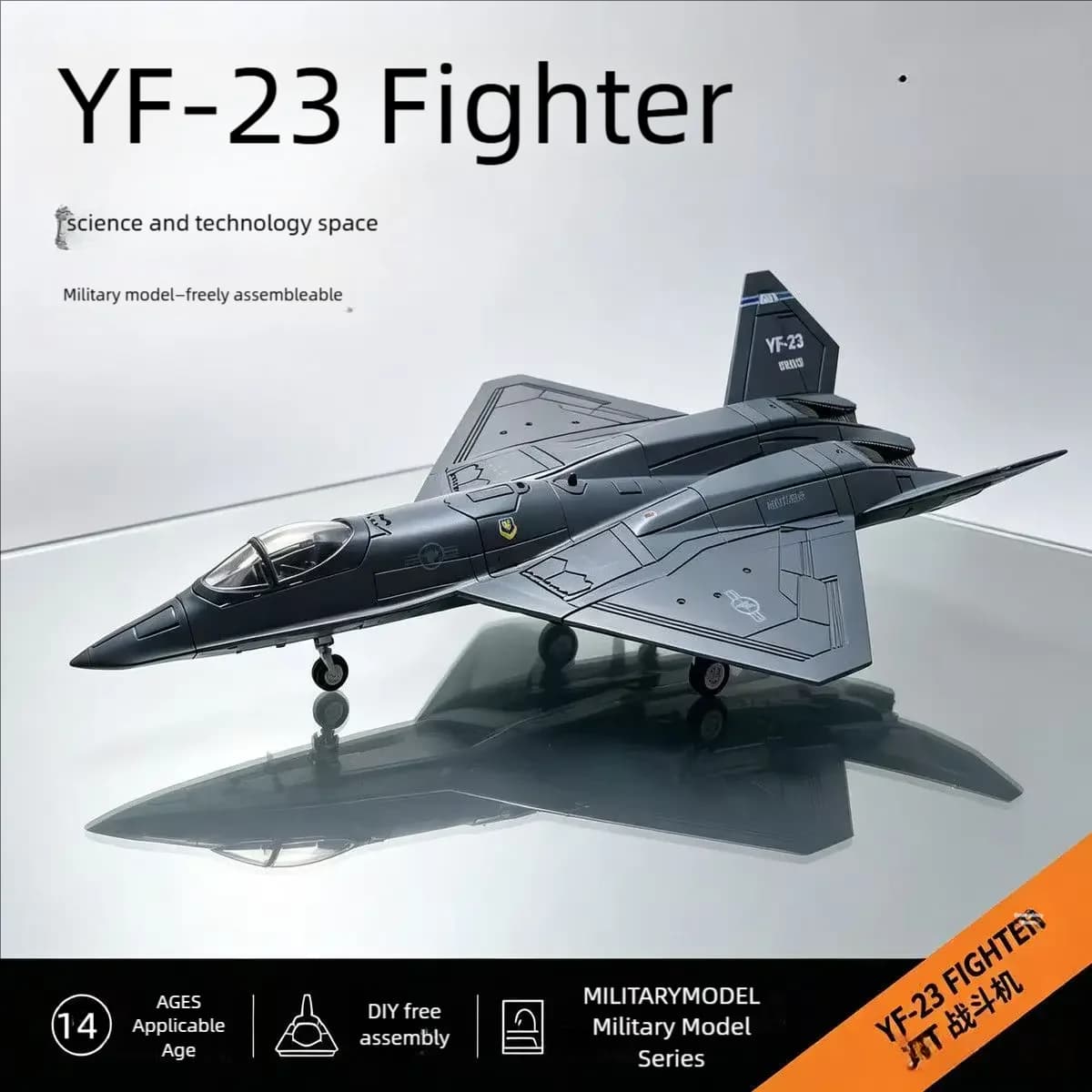 1:72 Scale YF-23 Black Widow Fighter Jet Model Aircraft Plastic Assemble Airplane Model Kit Diecast Military Static Souvenir Gif