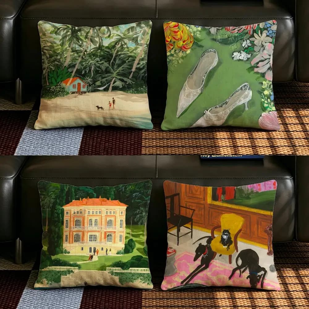 Y-Yukiko Noritake Cushion Cover Natural Linen Pillowcase Set, All-in-One Decor for Sofa, Bedroom & Chair