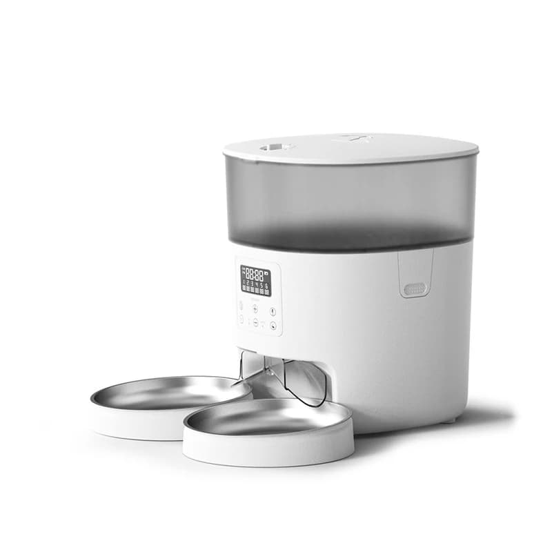 New Design Safe Stainless Steel Smart Pet Feeder, Automatic Food Water Dual Bowl with Non-slip Base for Cats