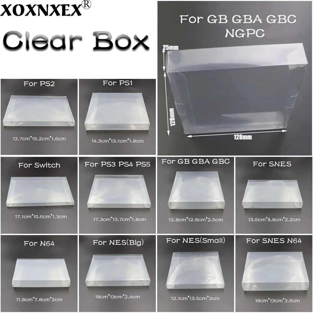 Transparent Clear Game Box Protector Dustproof Scratch Resistant Storage Case Fit PS Switch GB GBA NES SNES N64 Game Collection
