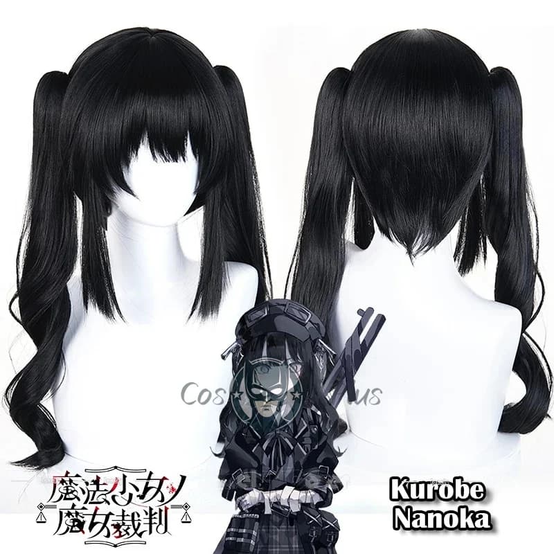 Gioco Magical Girl Strega Trial Kurobe Nanoka Parrucca Cosplay Trecce lunghe nere con frangia smussata Parrucche carine per le donne Ragazze Halloween