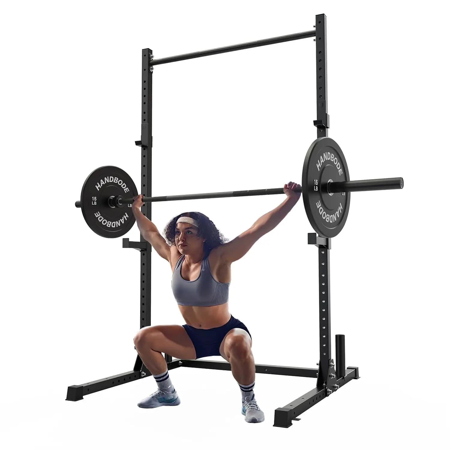 Power Rack with Traction Bar, Multifunctional Sand for Home Gym, High Capacity Adjustable Squat Rack for 6 Persons, Customizable