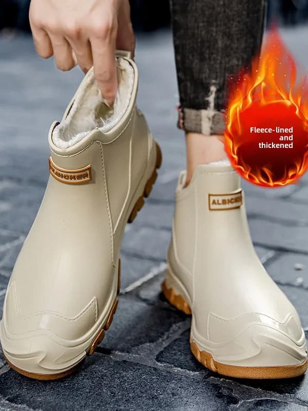 Stivali da Pioggia Caldi Foderati in Pile per Uomo, Scarpe Invernali Antiscivolo Impermeabili per Esterni e Pendolarismo, Funzione Impermeabile