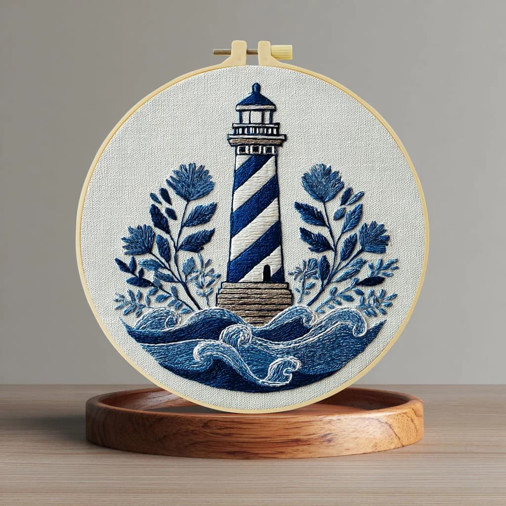 Kit Ricamo Fai da Te Faro Blu 20x20cm/15x15cm, Punto Croce per Regalo