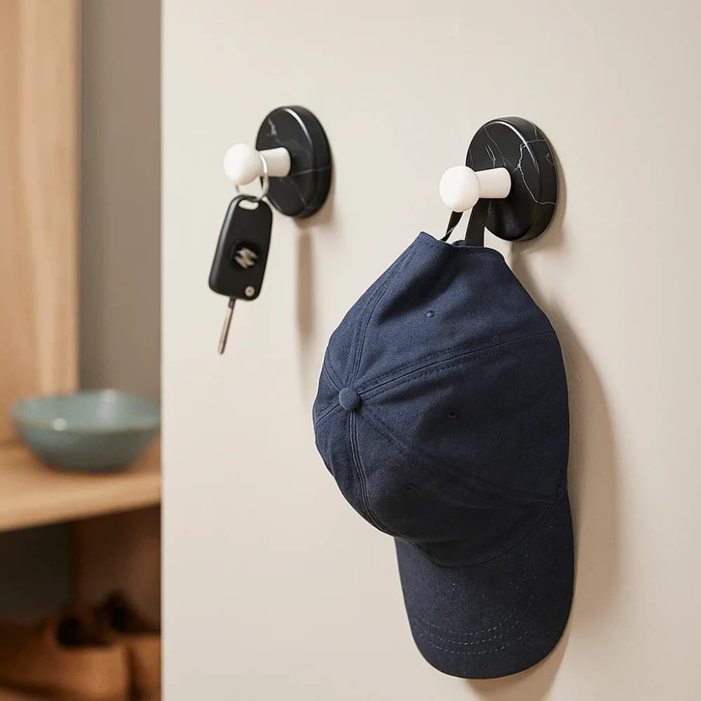 Portaoggetti Portaoggetti con ventosa autoadesiva Gancio Porta asciugamani in legno stabile Appendiabiti rimovibile Bagno