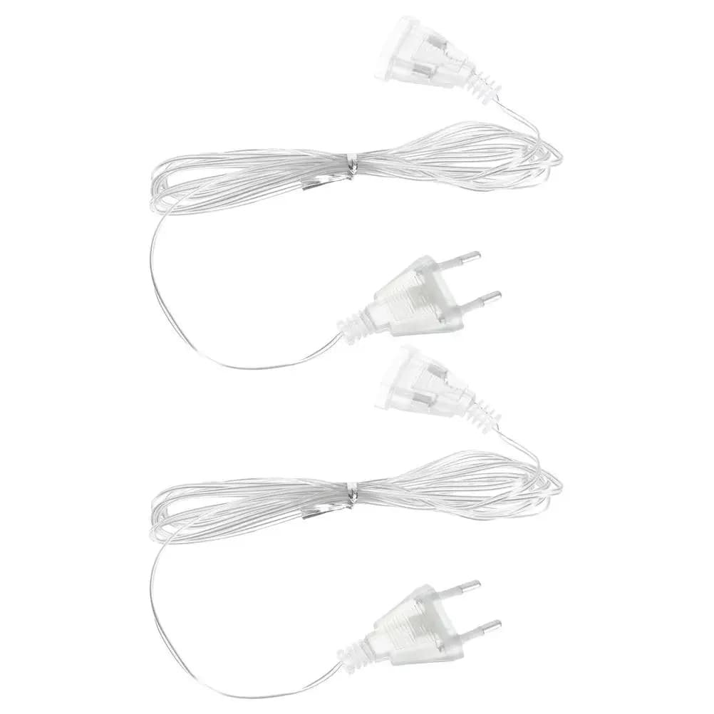 2Pcs LED Light Extension Cable Clear PVC Cord Compatible with LED Strip String Curtain Lights Party Supply Eu Plug